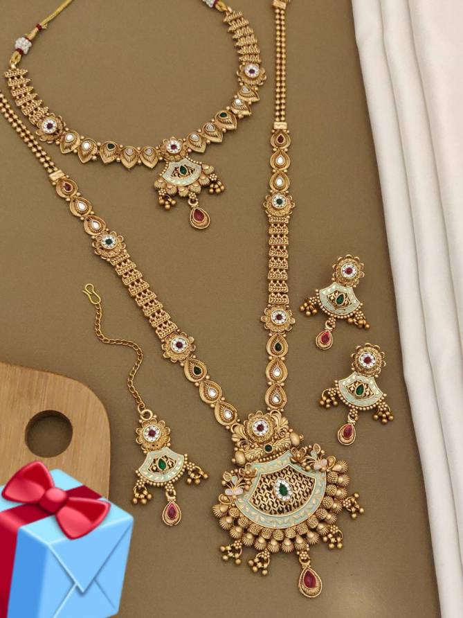 Gold Pleted Matte Necklace Combo Set Wholesale Shop In Surat
